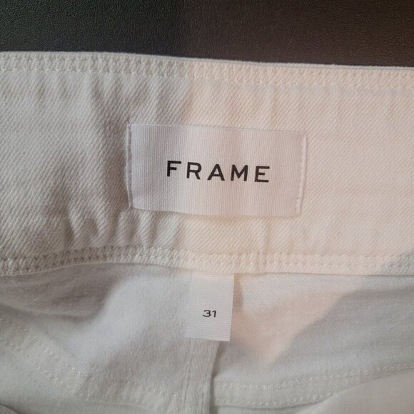 FRAME Le Brigette Size 31 High Waist Cut Off Denim Shorts NWT White Tie Waist - Picture 4 of 9